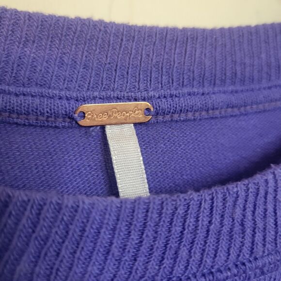 Free People Just Met‎ Tee in Sport Combo Purple Pink Ruffle Sleeves Small - Picture 6 of 14